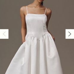 White Basque Waist Dress - Bridal Anthropologie