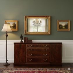 Ethan Allen Georgian Flame Mahogany Breakfront / Buffet