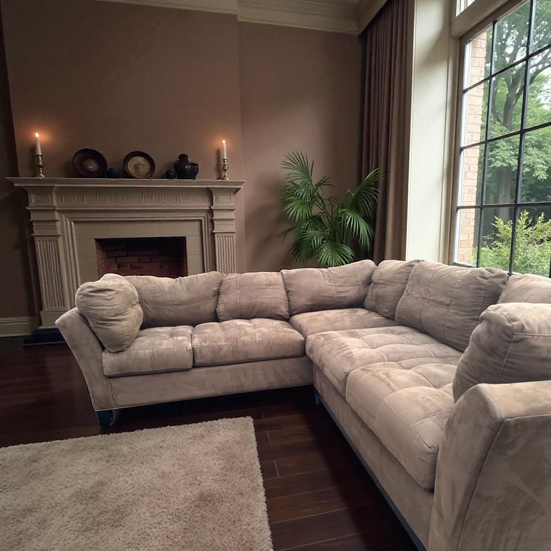 Brown L-shaped sectional