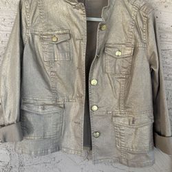 Women’s Chico’s Platinum Gold Denim Jacket 
