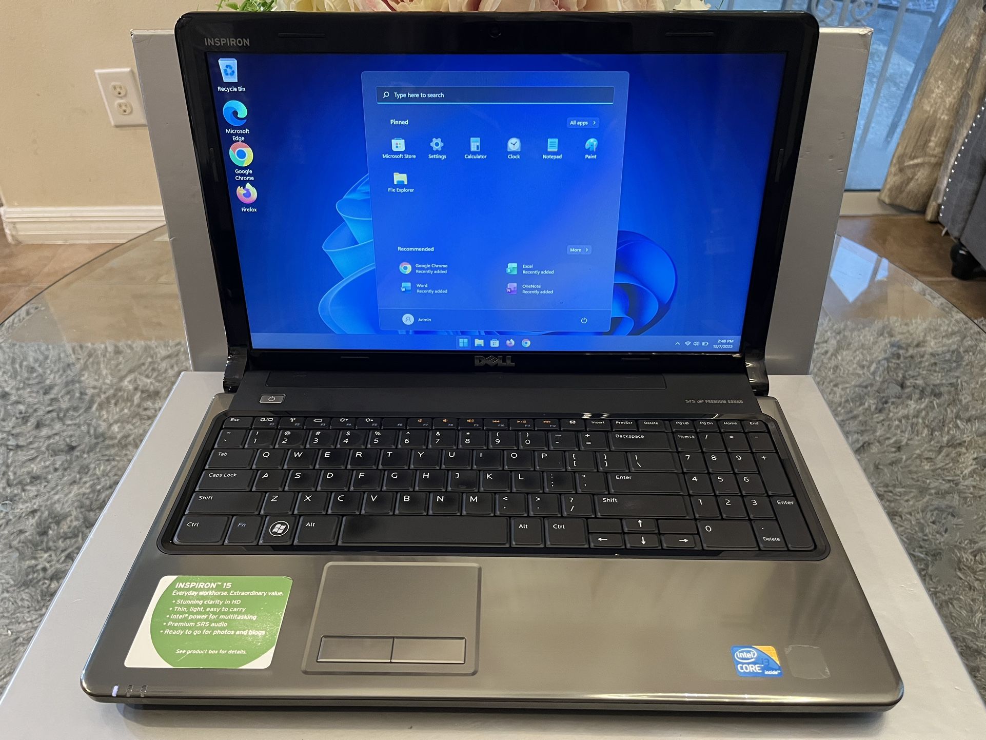 Dell Inspiron 1564 Laptop Notebook 15.6” Intel i3 4GB 120GB SSD Windows 11 w/ Charger - $89