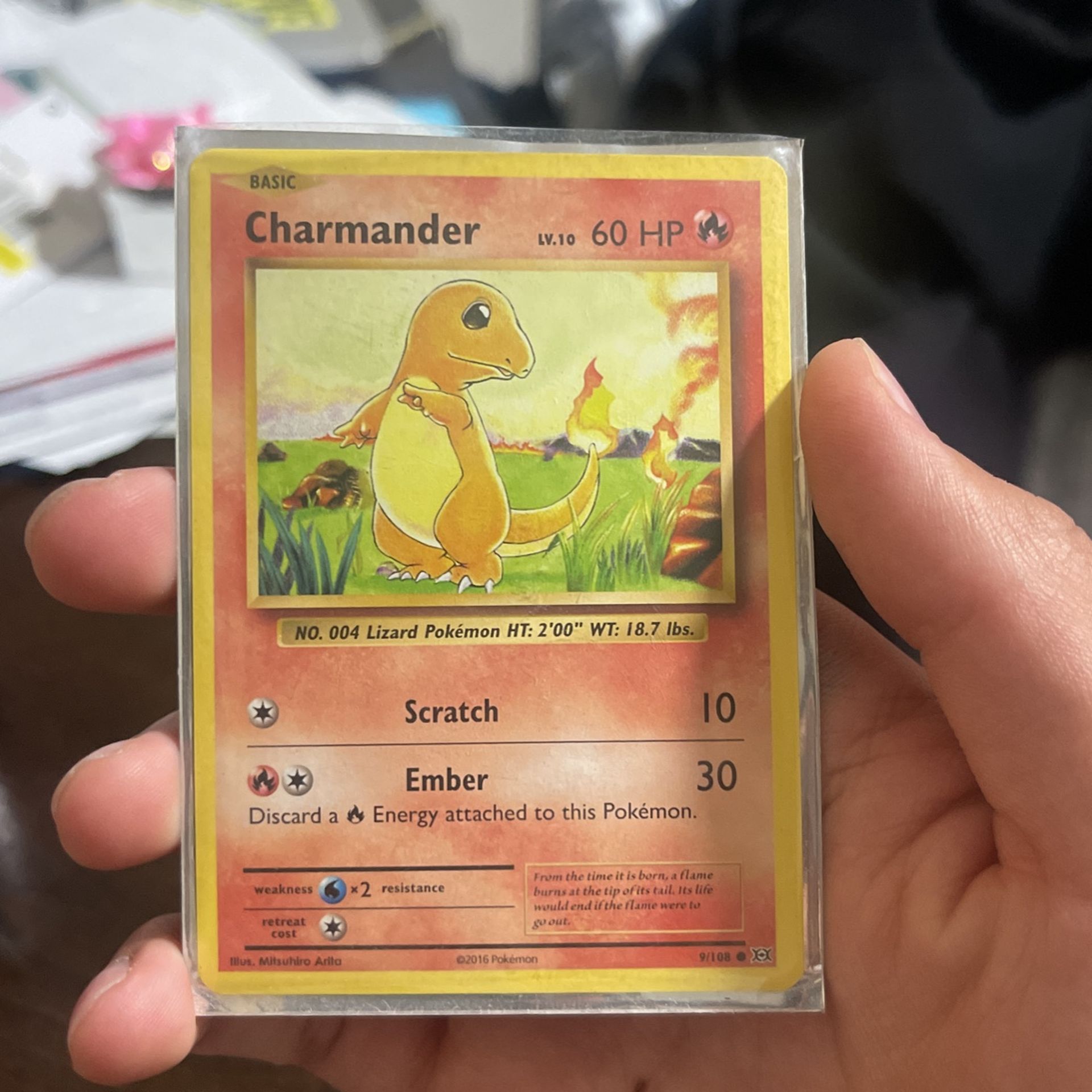 POKEMON CARD - CHARMANDER - 60 HP - 9/108 - 2016 - MINT CONDITION