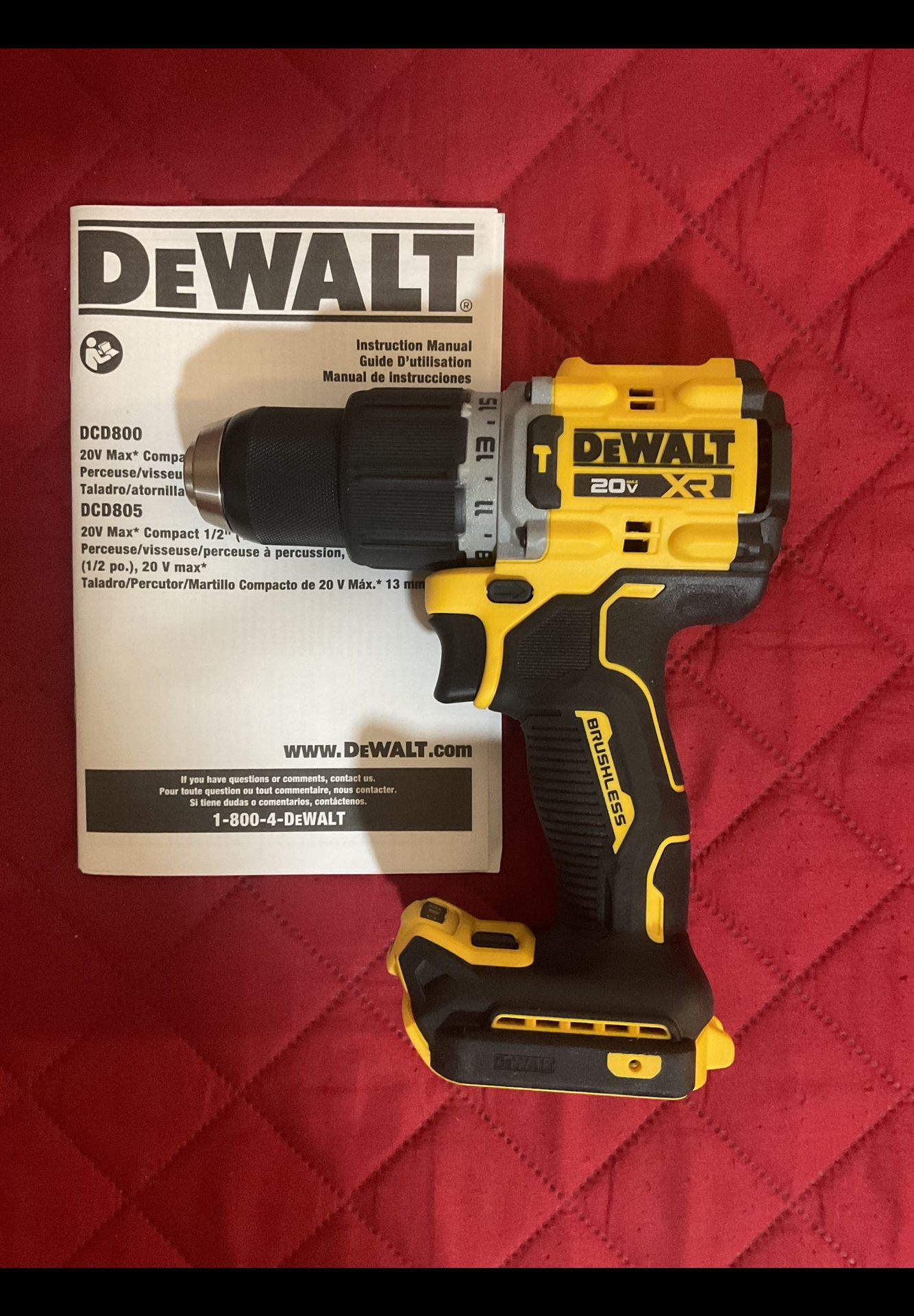 DeWalt. 20V MAX XR Lithium Ion Compact Cordless Brushless 1/2” Hammer Drill (Tool Only). DCD805B.