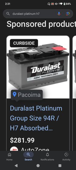 USED DURALAST BATTERY H7 PLATINUM 50$ +++