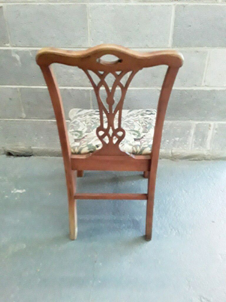 Vintage wooden chair plant stand marble top