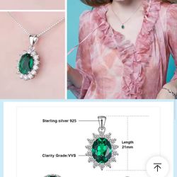 Nano Crystal Emerald Sterling Silver Pendant 