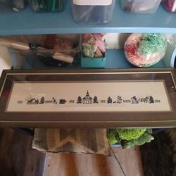 Hand Stitched Picture In Frame Under Glass 