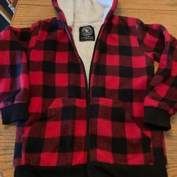 Plaid Red Sweater Jacket Size M Excellent Condition 