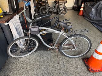 Silver Beach Cruiser Bicycle with Rear Rack