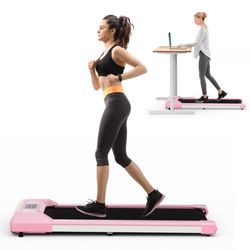 Walking Pad w/265 Ibs Capacity Remote Control & LED Display Under Desk Treadmill Pink