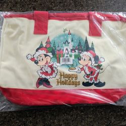 2025 Disney Mickey and Minnie Mouse Happy Holidays Tote Festive Christmas Bag - New