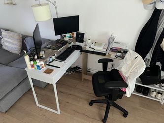 White office desk with 2 drawers and office swivel chair BEST OFFER