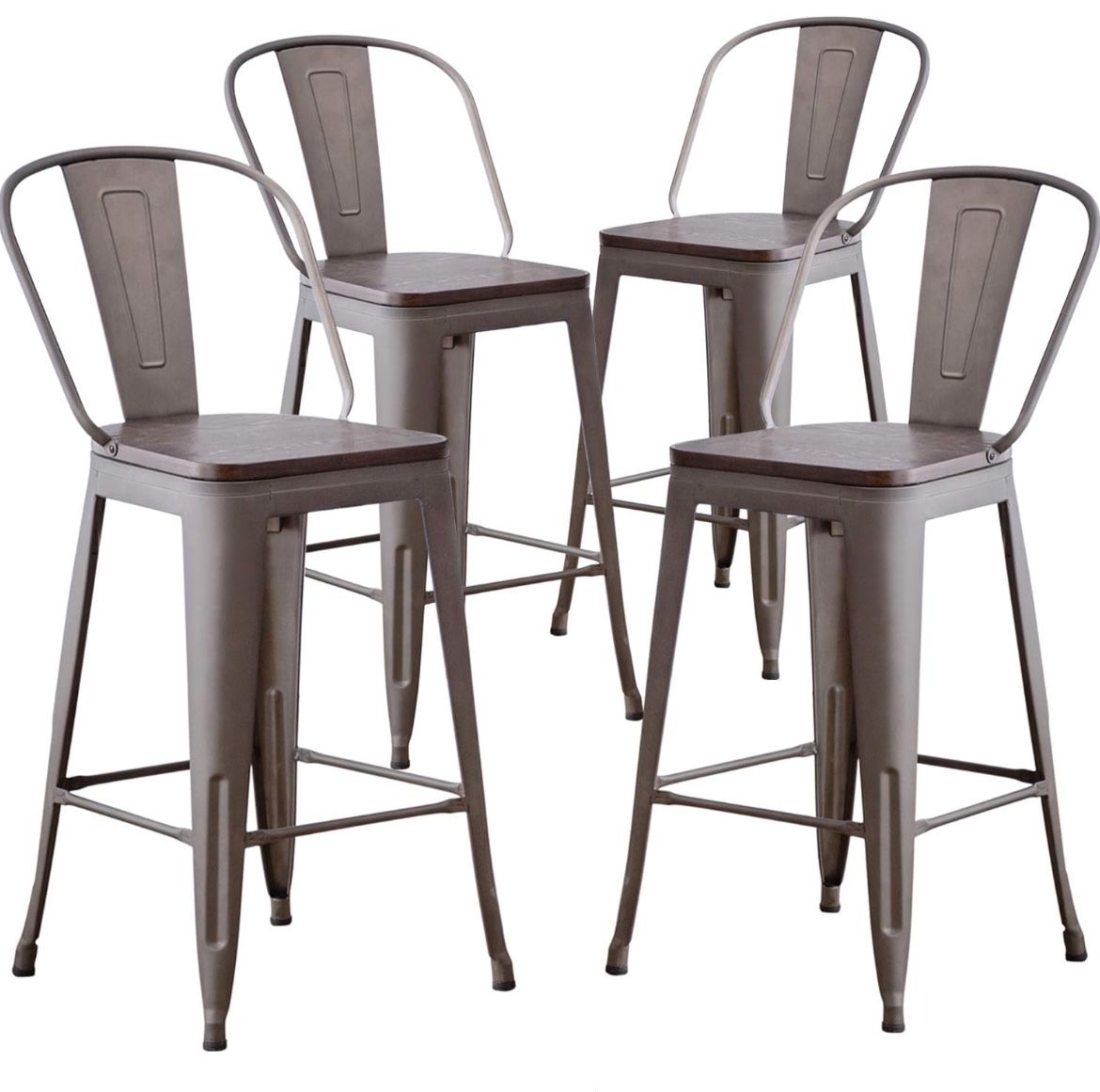 Bar Stools Set of 4,26 inch Barstools Counter Height Bar Stools with Backs Farmhouse Bar Stools with Larger seat High Back Kitchen Dining Chairs Moder,All Products : American Fashion Style Bags On Sale
