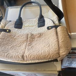 Betsy Johnson Beige And Off White Diaper Bag
