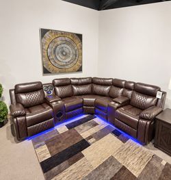 3 Piece Power Reclining Leather Sectional Sofa