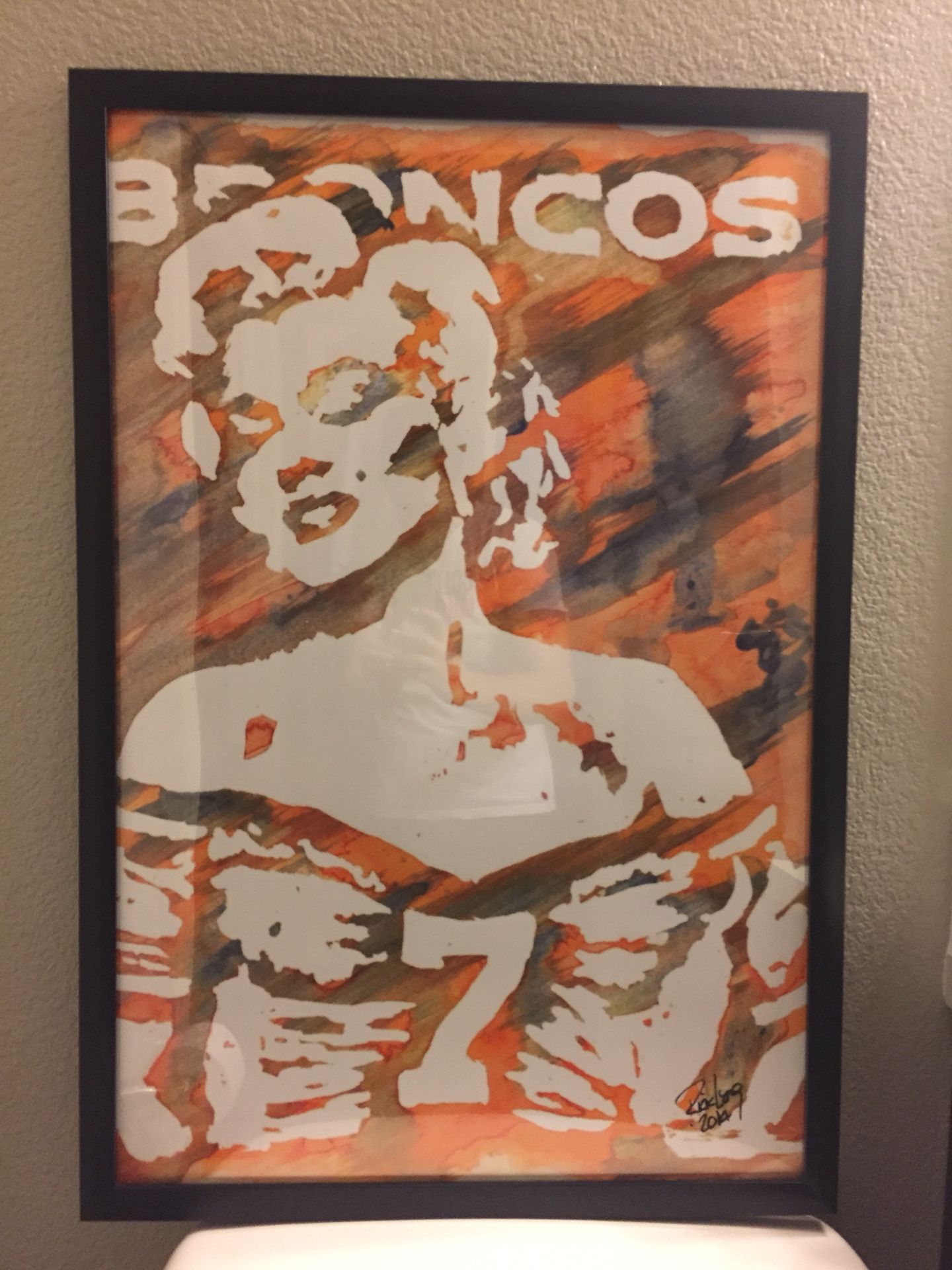 Marilyn Monroe/Broncos Water Color Poster