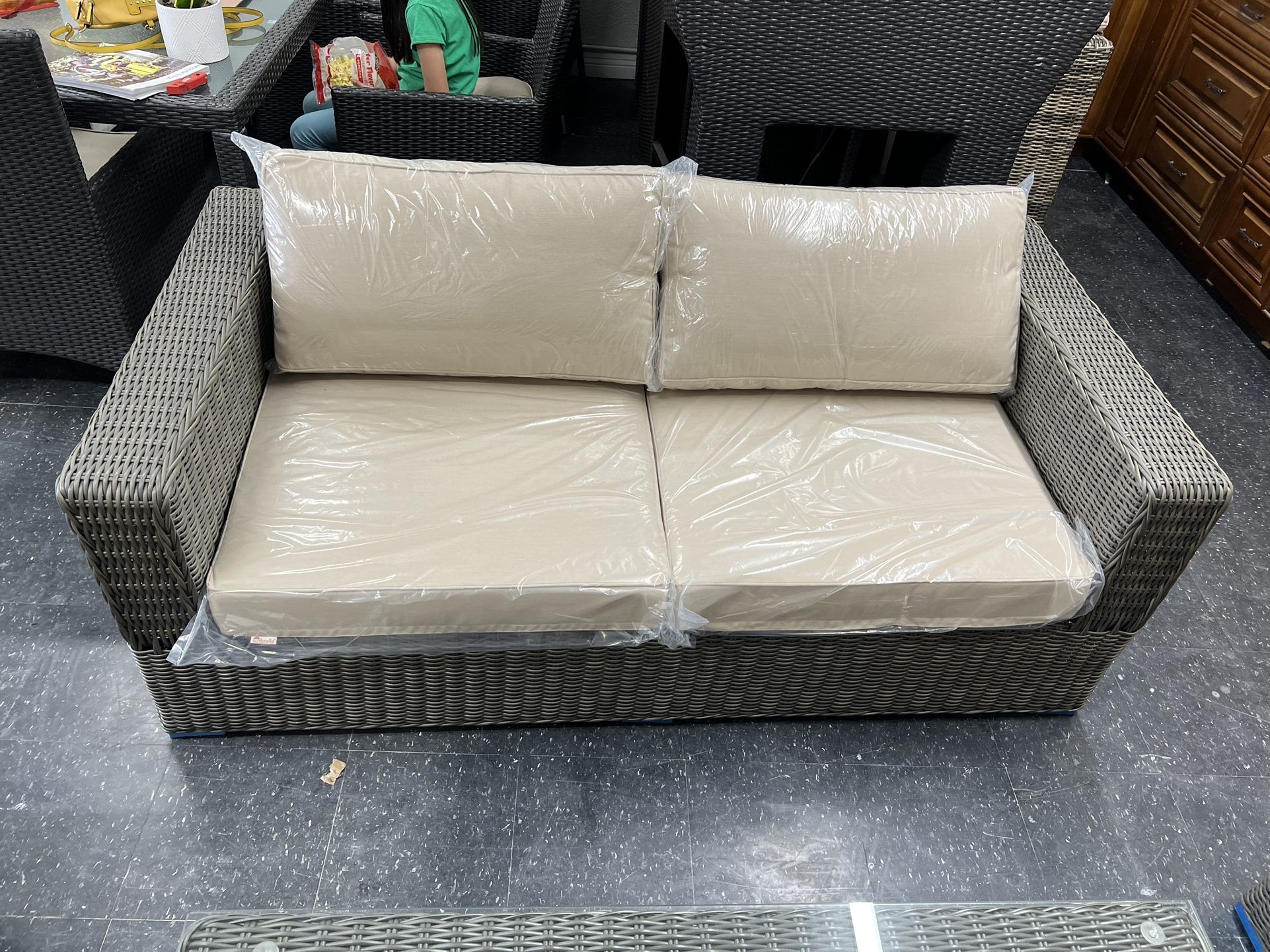 Patio Furniture Deep Seating Loveseat With Sunbrella Cushion