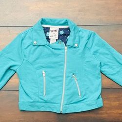 Little Girls Clothes Teal Blue Moto Jacket Size M Fits 7/8