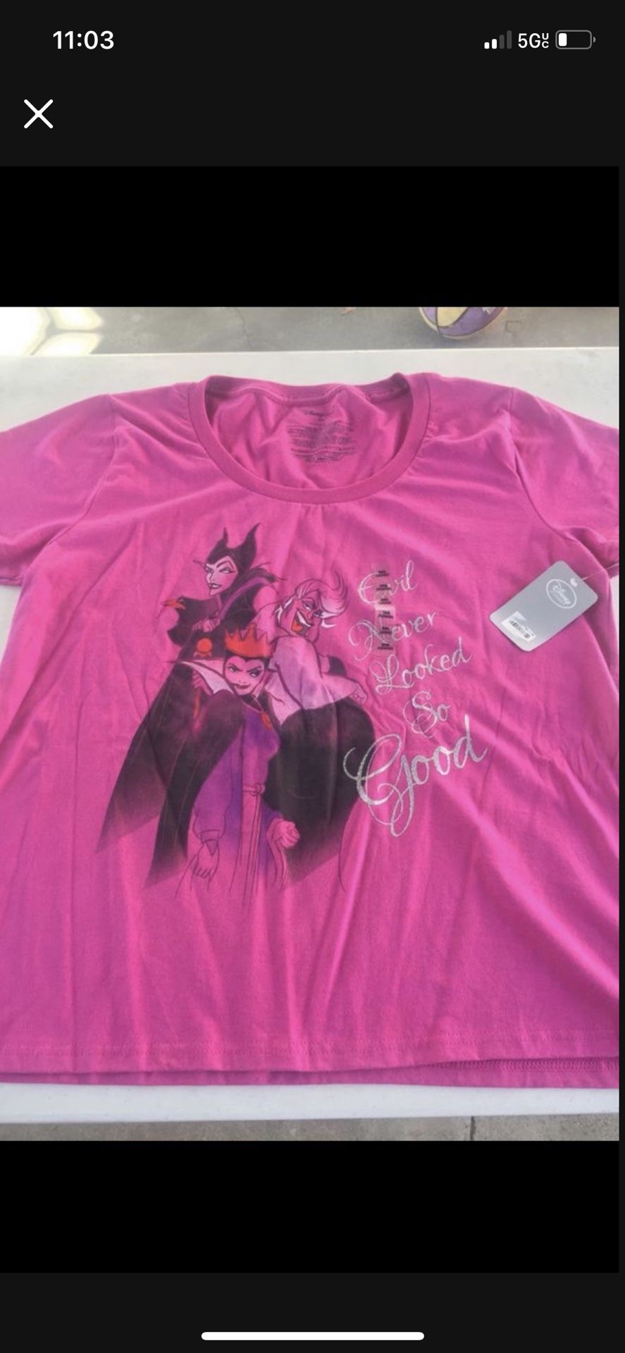 DISNEY VILLAINS PINK T-SHIRT-EVIL QUEEN/MALEFICENT/URSULA-SIZE 2X NEW Serious buyers only please Low offers will be ignored