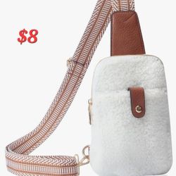 Sling Bag for Women Crossbody Fanny Pack Chest Anti-Theft Fleece Fabric Purse Detachable Shoulder Strap Cross Body Bag 