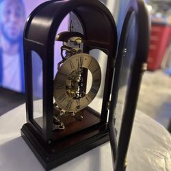 Mahogany & Brass Franz Hermle Skeleton Clock