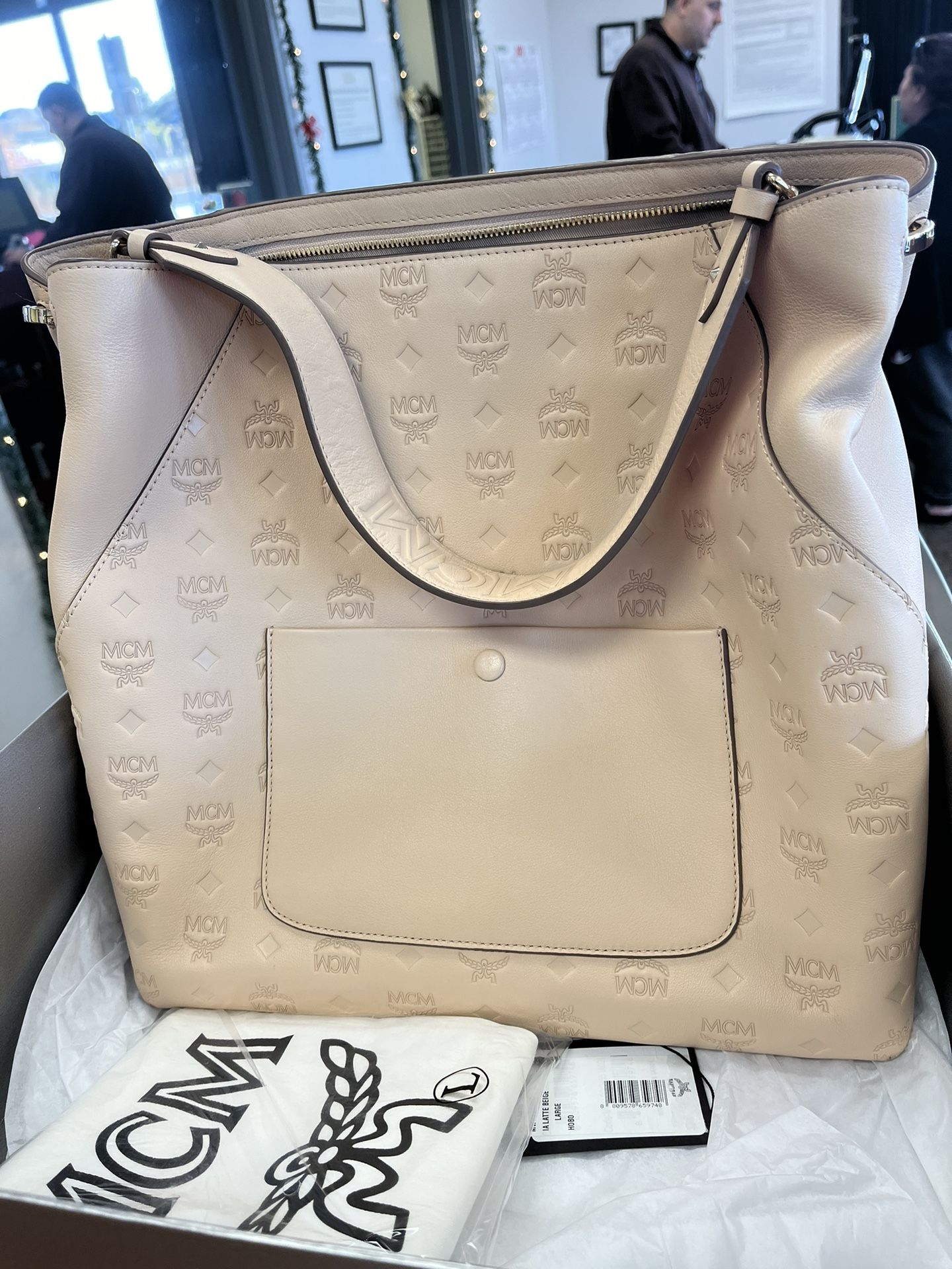 Large MCM Tan Handbag W/dust Bag