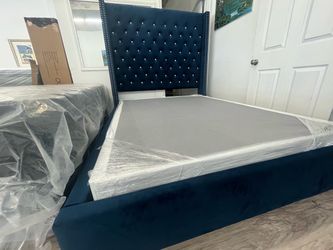 Free Box spring w/ the purchase of a New 🛏️ Luxury Blue Bed Frame – Modern, Elegant & On Sale Now ⭐️ Same day delivery available ⭐️$0 down delivery