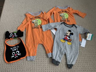 New Halloween baby outfits-$6 each, bib/headband set $5