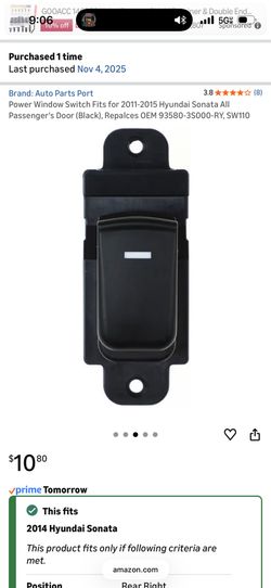 2014 Sonata Window Switch