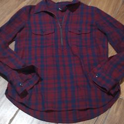 Women’s Madewell Plaid Shirt With 1/4 Zip Size XS