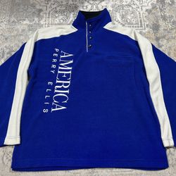 vtg 90s PERRY ELLIS AMERICA pullover fleece Sweatshirt Men’s Size M  