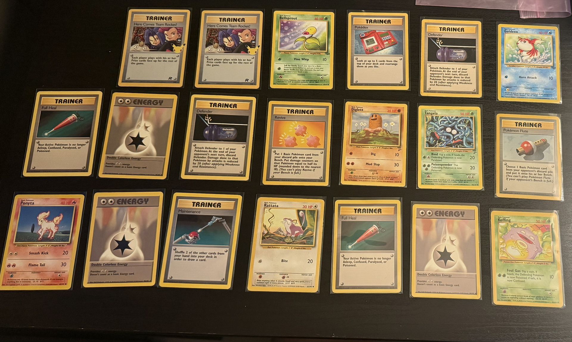 Vintage & Modern Pokémon Card Lot – Base Set, Team Rocket, Trainers, Energy – 45 Cards