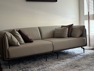 87" Modern Two-Tone Faux Leather Sofa Collection