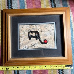 Rebecca Rees Le Elephant 2007 Signed Bass Clef Music Note Shadow Box Art