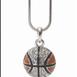 SALE Great Gift 🎁 Sports Theme Crystal Deco Basketball Pendant Necklace *See My Other 600 Items*