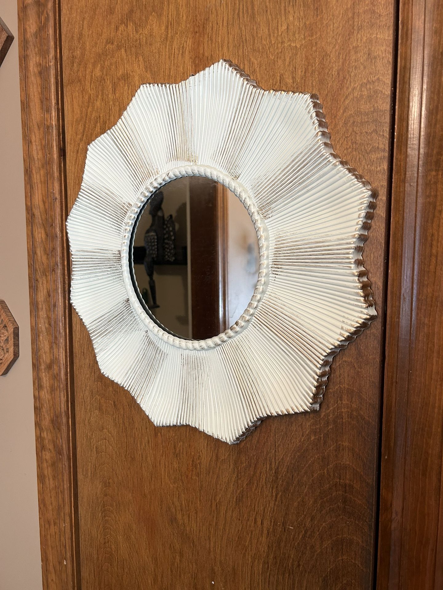 Wall mirror - white with gold accent - light weight for easy hanging plastic