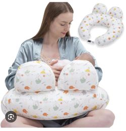 Nursing Pillow for Breastfeeding, Breast Feeding Pillow with Security Fence for Enhanced Comfort, Baby Registry Search, Removable Cotton Cover, Adjust
