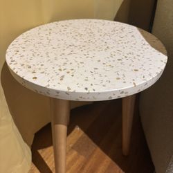 Terrazo Stone And Wood Side Table