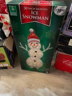 Vintage Holiday Seasons 30” Lighted Ice Snowman Christmas Decoration – Original Box