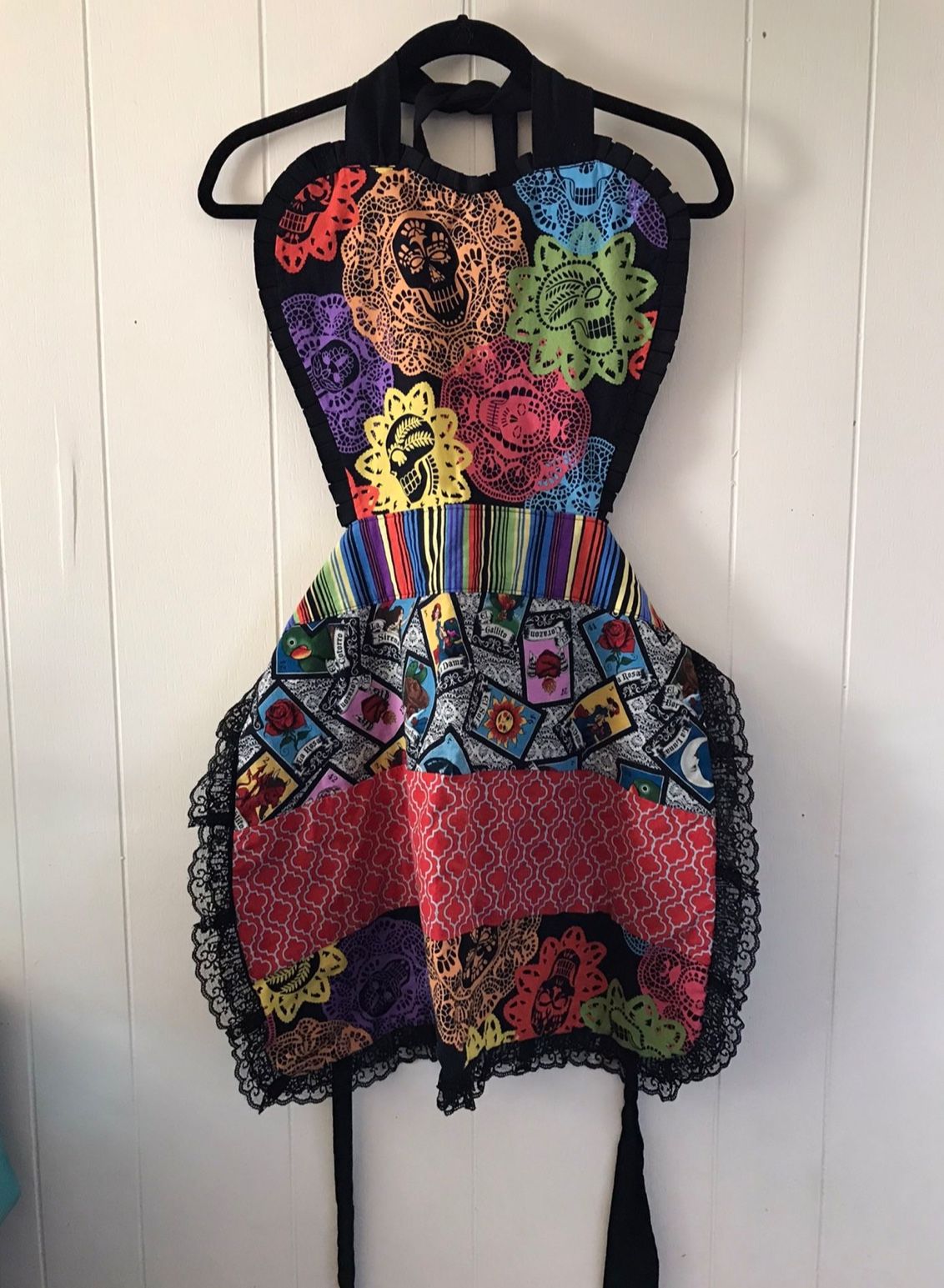 Cooking Apron Themed Lotaria & Sugar Skull with Serape
