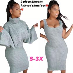 Elegant Knitted Shawl Set