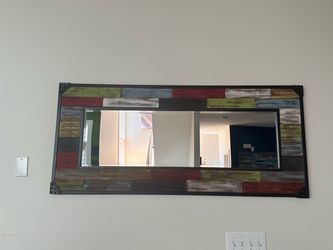 Large Rustic Wall Mirror with Wood Frame