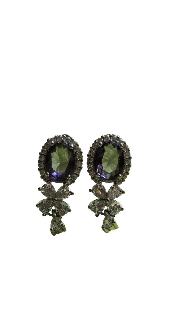925 Sterling Silver NATURAL Amethyst Oval Earrings