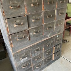 Super Cool Primitive Blue 12 Drawer Cabinets 