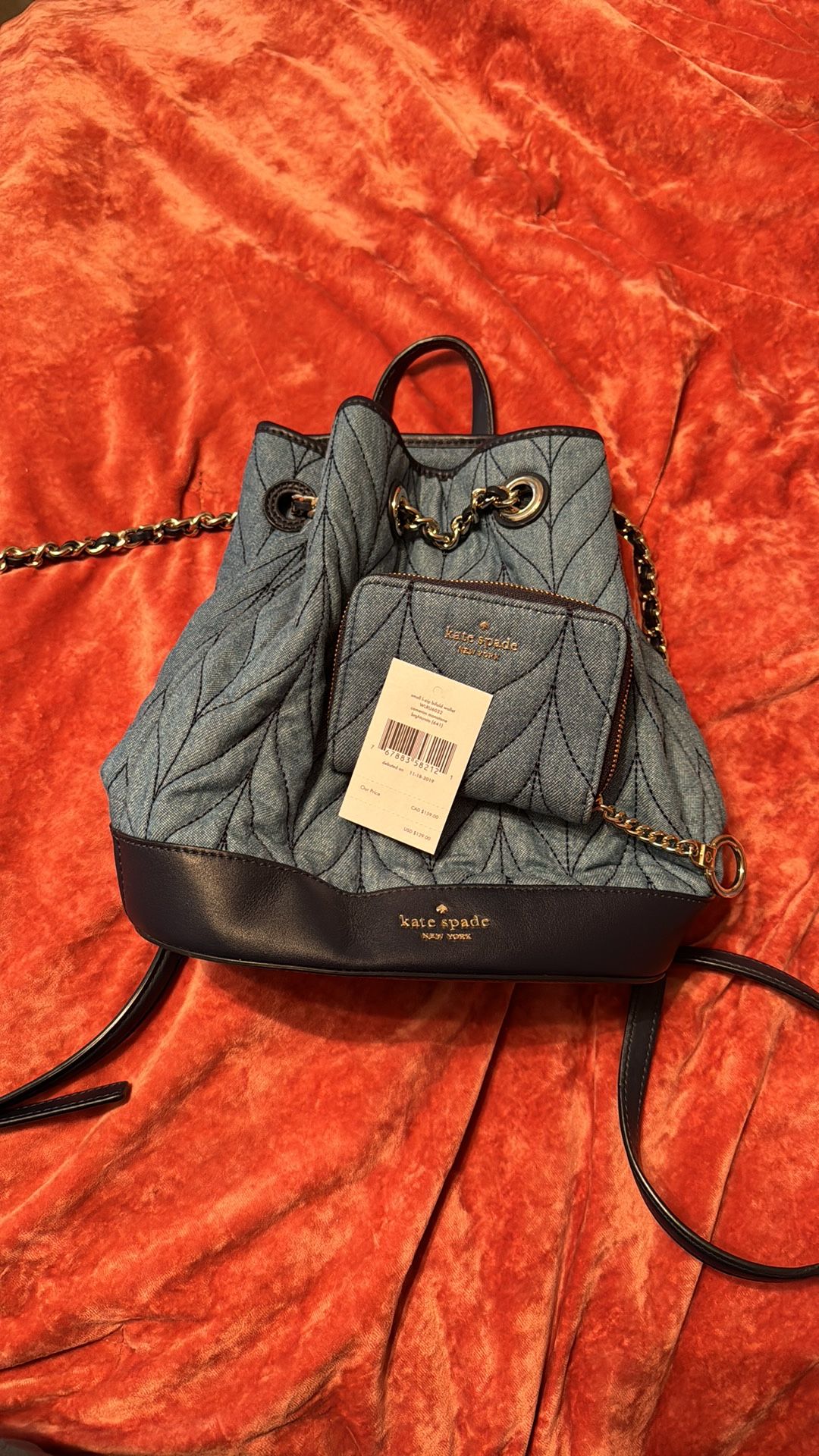 Kate Spade Denim Back Pack With Matching Wallet