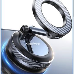Coolpow【Newest Vacuum Magnetic Phone Holder for Car Phone Holder Mount【Movable Vacuum Suction】 Magsafe Car Mount Cell Phone Holders for Your Car Acces