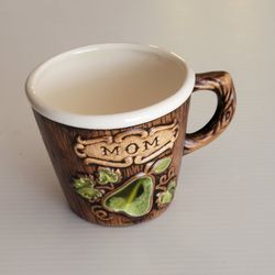 Vintage Treasure Craft USA MomHawaiian Mug Ceramic Faux Wood Hawaii