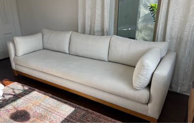 Crate & Barrel Pacific Wood Base 103 inch Bench Grand Sofa