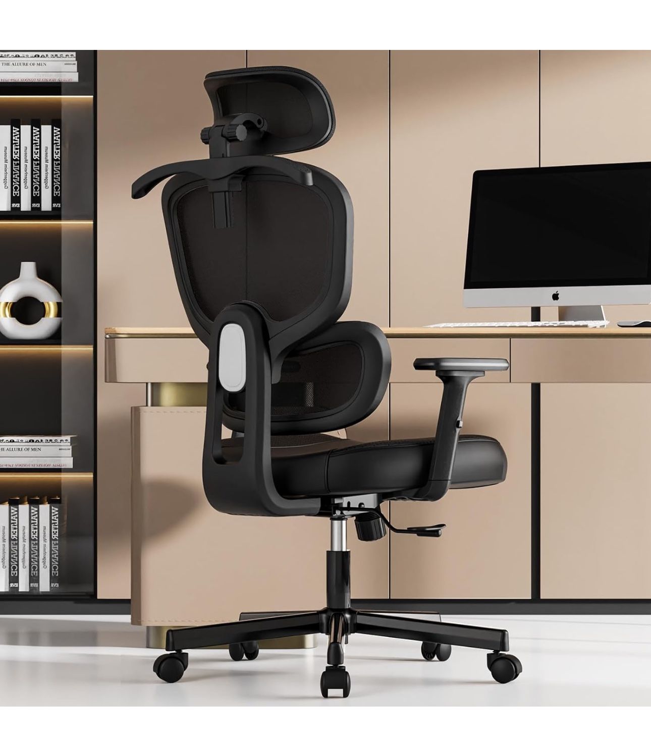 Office Chair, Ergonomic Desk Chair, High Back Desk Chair, Big and Tall Reclining Comfy Home Office Chair with Lumbar Support Breathable Mesh Computer