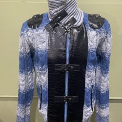 Barabas Sweater Blue Shawneck Snap Button Front 